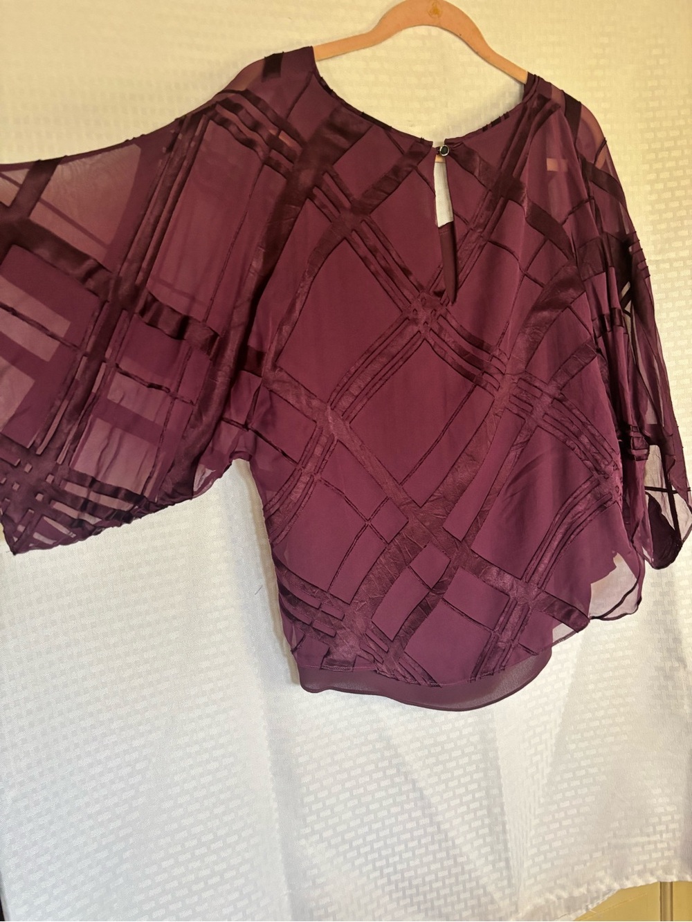 White House Black Market Plum Sheer Georgette Overlay Blouse